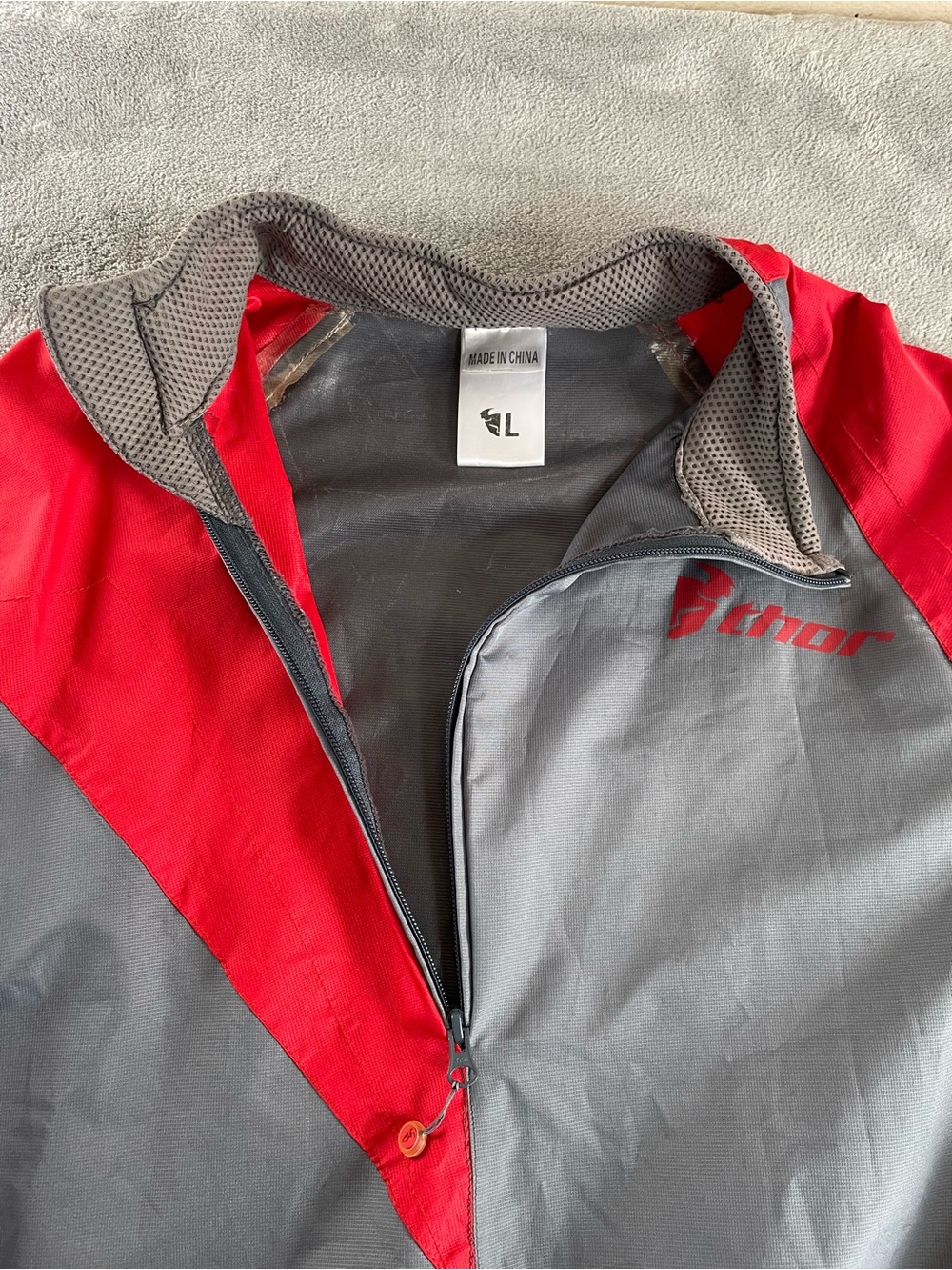 Thor Ride Motorcycle Pack Jacket Shell Gray Red Mens Large Performance Outerwear - Picture 2 of 16